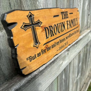 Custom Christian Decor, Cross Wall Art, Joshua 24:15 Bible Verse, Christian Wall Art, Bible Verse Plaque, Wood Church Sign, Family Name Sign