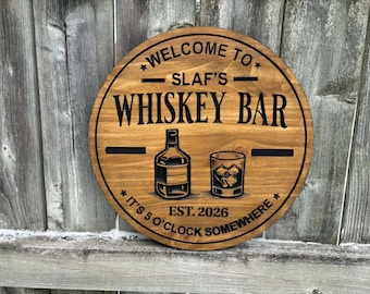 Custom Whiskey Bar Sign, Personalized Man Cave Sign, Home Bar wall art, Whiskey Lounge decor, Gift for Him, Wood Pub Sign
