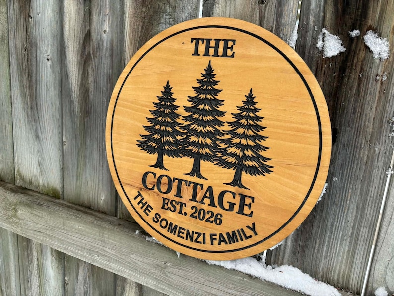 Placa personalizada para chalé em pinho, decoração externa para chalé, arte de parede estilo fazenda, placa com nome personalizado, decoração em madeira personalizada, placa de parede para cabana. imagem 2