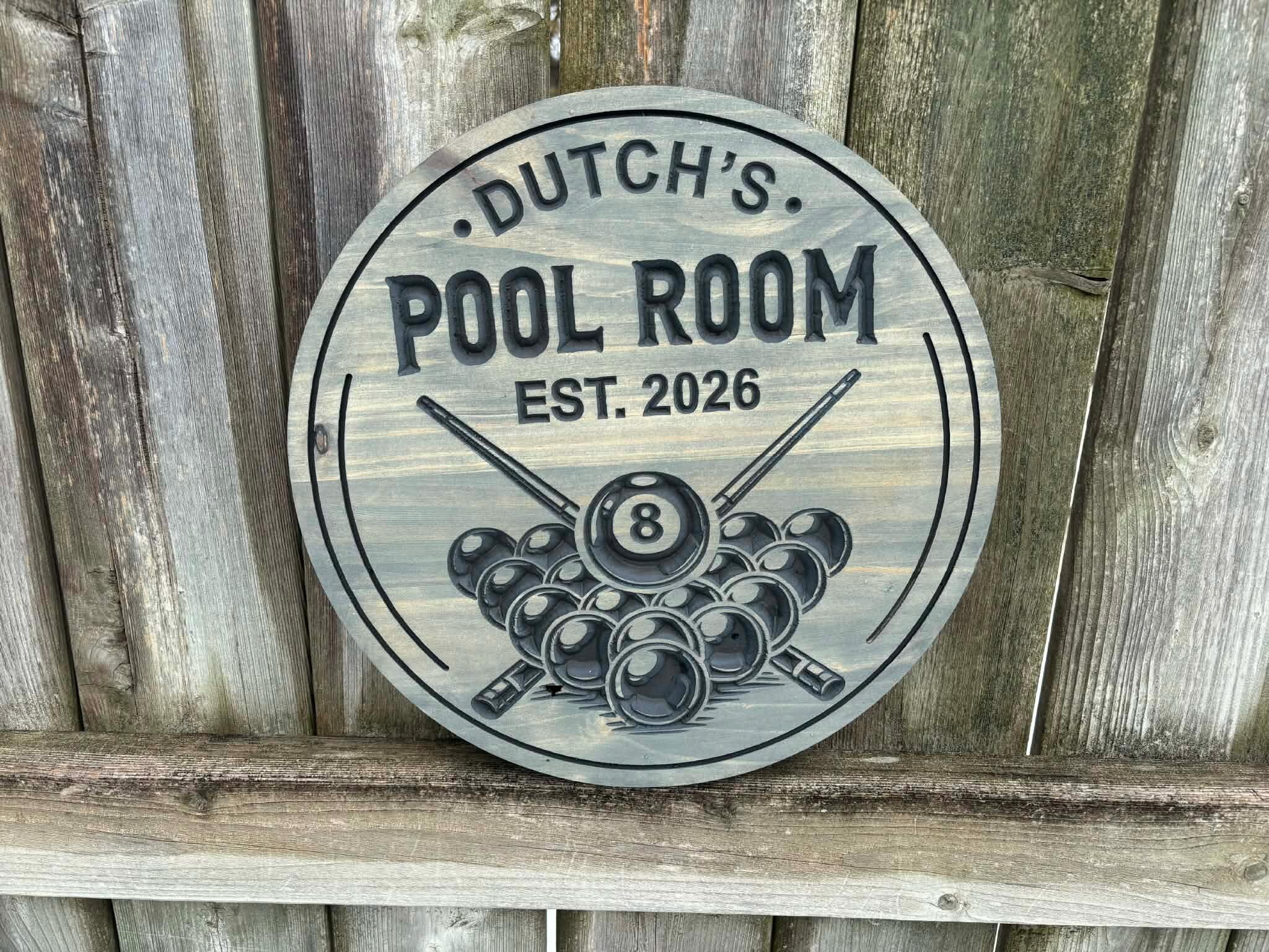 Rustic Pool Room Sign – Custom Engraved Wood Bar Sign, Game Room Wall ...