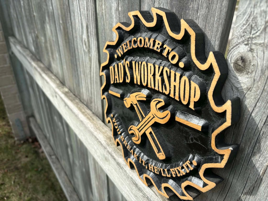 3D Wood Workshop Sign | Rustic Wood Shop Wall Decor | Custom Garage ...