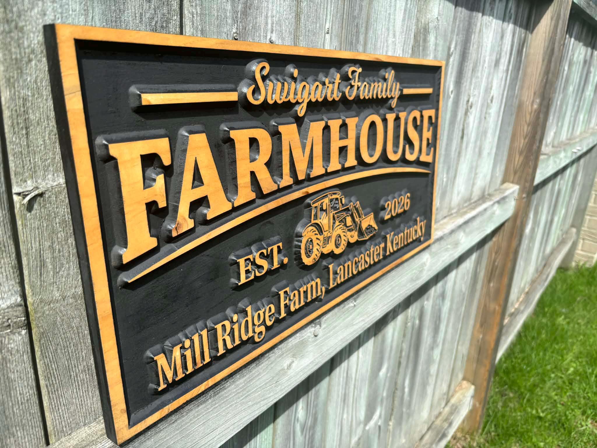 Custom Wood Farmhouse Sign Personalized Farm Sign With Tractor Wall Art ...