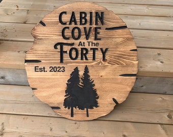 Custom Cottage Sign | Personalized Wood Sign | Wooden Lakehouse Sign | Custom Engraved Wood Sign| Nature Tree Engraved