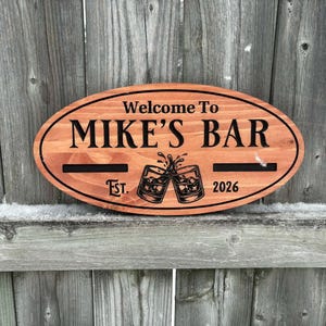 Custom Wood Bar Sign, Personalized Bar Decor, Man Cave Decor, Home Bar Wall Art, Gift for Him, Custom Bar Name Sign, Modern Pub Sign