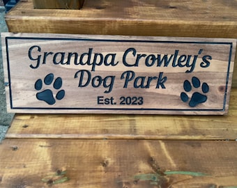 Panneau de parc pour chiens personnalisé - Déco extérieure personnalisée pour animal de compagnie, panneau de parc pour chien drôle, cadeau pour amoureux des chiens, règles pour chien de jardin, panneau de zone pour animaux de compagnie