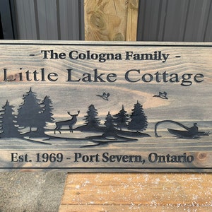 Outdoor Cottage Sign – Lakehouse Decor, Wooden Carved Sign, Cabin Signs, Camp Signs, Welcome Sign, Outdoor & Lake House Decor