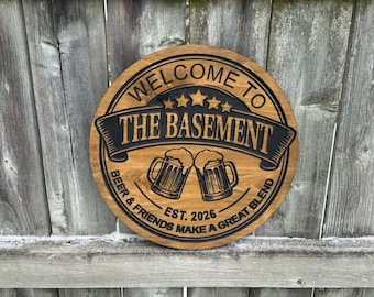 Custom Basement Bar Decor, Man Cave Wall Art, Home Pub Sign, Lounge and Game Room Sign , Gift for Dad, Home Bar Sign, Custom Bar Logo