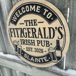 Custom Irish Pub Sign | Personalized Irish Bar Wall Art | Home Decor | Engraved Wood Sign | Wood Speakeasy Art | Drinking Sign 画像 3