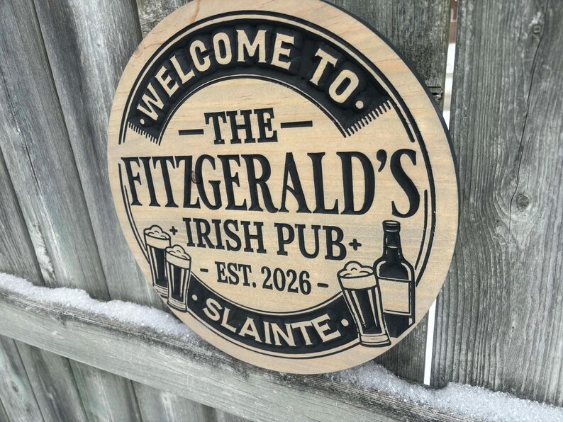 Custom Irish Pub Sign | Personalized Irish Bar Wall Art | Home Decor | Engraved Wood Sign | Wood Speakeasy Art | Drinking Sign 画像 3