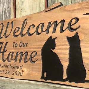 Personalized Cat Home Sign Pet Name Wood Wall Decor Custom Welcome Home ...