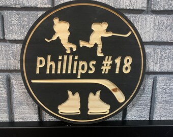 Custom Hockey Sign | Custom Name Engraving | Personalized Hockey Sign | Wooden Sign | Wood Sign |