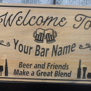 Wooden Outdoor Bar Sign, Custom Family name Sign, Engraved Wood Sign, Custom Sign, Beer Basement Wood Sign, Personalized Bar Sign