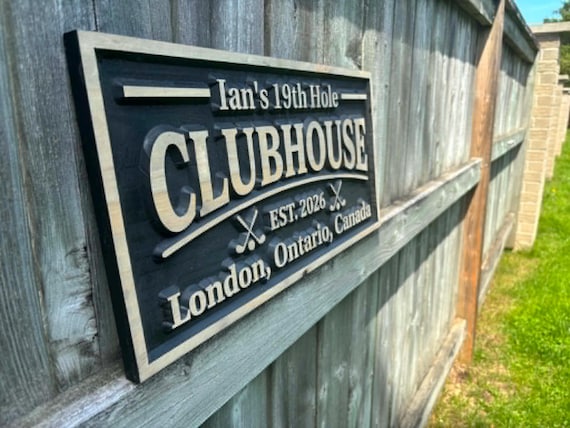 Custom Golf Clubhouse Sign 19th Hole Decor Personalized Golf Wall Art Wood Golf Sign Man Cave Gift Golf Lounge Plaque For golf art