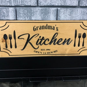 Engraved Wood Kitchen Sign, Custom Wood Art Sign, Engraved Wood Sign, Custom Sign, Wood Sign, Personalized Kitchen Sign Active