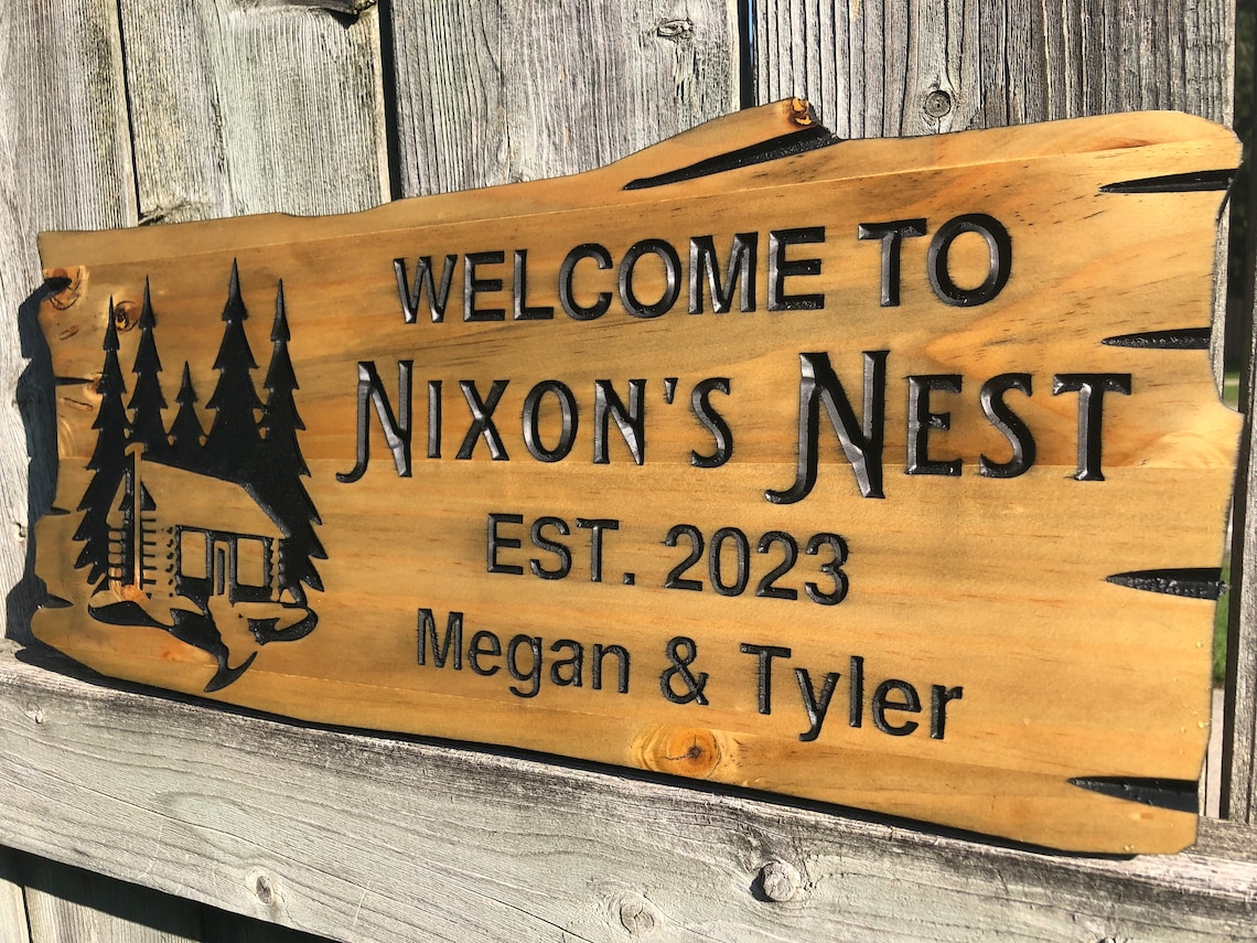 Custom Outdoor Cottage Sign | Wooden Anniversary Gift | Personalized ...