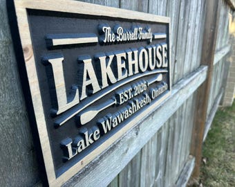 Personalized Wooden Lake House Wall Art | Nautical Decor | Custom Cottage Sign | Boathouse Decor | Lake House Gift | Lake Gifts, Beach Decor