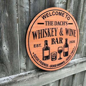 Custom Whisky and Wine Bar Sign for Anniversary Gift Personalized Whiskey and Wine Bar Sign For Home Bar Wall Art | Outdoor Pub Patio Decor image 4