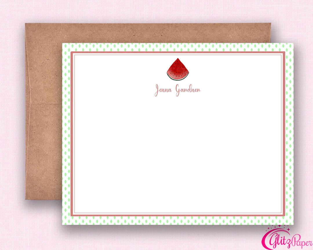 Personalized Watermelon Note Cards | Watermelon Stationery | Watermelon ...