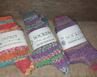 Sock banderole for printing, hand made knitted socks, 3 motifs per sheet