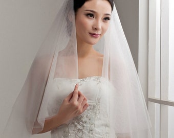 Bridal Shawl | Simple Veil | Beaded Veil | Ivory Wedding Veil |