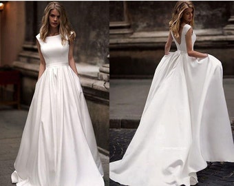 Simple Wedding Dress | Bias Cut Gown | Beaded Dress | Second Wedding Dress |