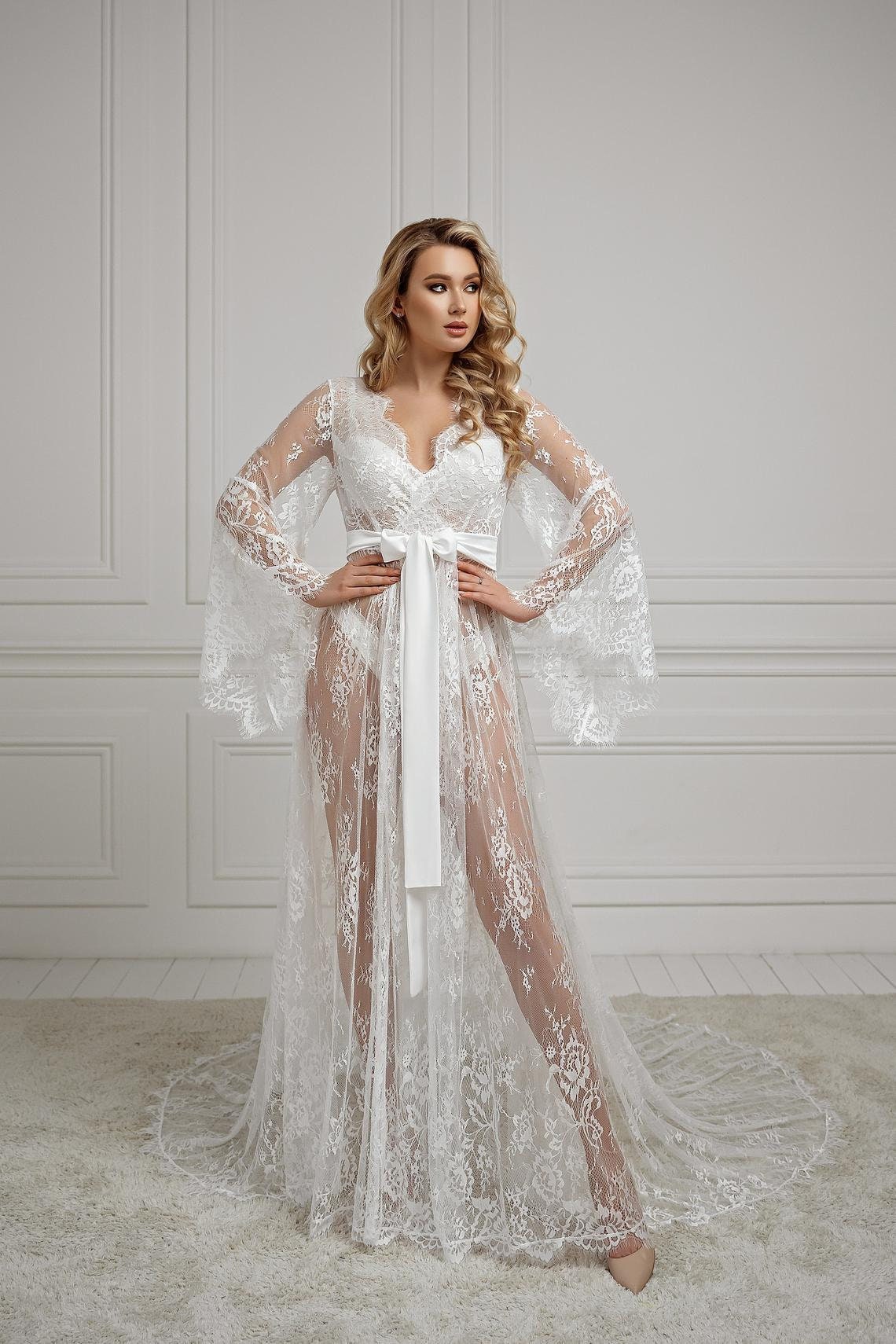 Long sleeve lace clearance robe