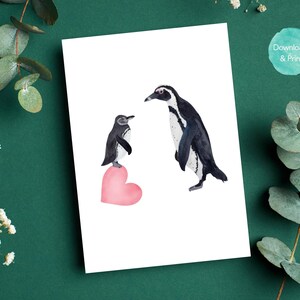 Tarjeta de pingüino imprimible para mamá, tarjeta del día de las madres, baby shower de pingüino, regalo de mamá esperando, San Valentín para mamá, nueva tarjeta de bebé por AislingElyse