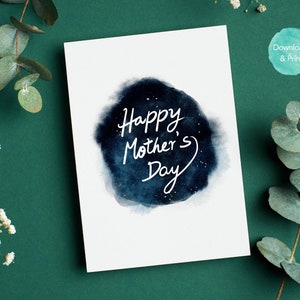 Modelo para impressão de cartão de feliz dia das mães em aquarela para download digital do dia das mães por AislingElyse