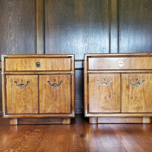 Drexel Campaign Pair of Side Tables