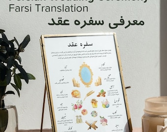 Farsi Translation Sofreh Aghd Ceremony Program/ Persian Wedding / Description Card / Explanation Card