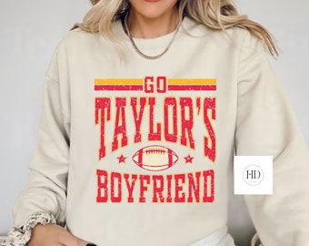 Go Taylor’s Boyfriend Tee Long Sleeve Crewneck | Football Crewneck | Football Tee | Super Bowl 2024 | Playoff Football