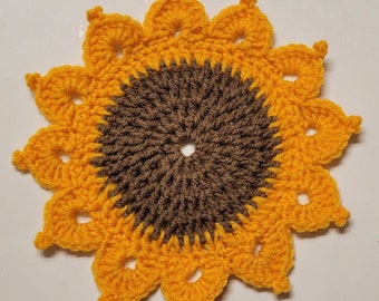 Handmade Crocheted Sunflower Doily