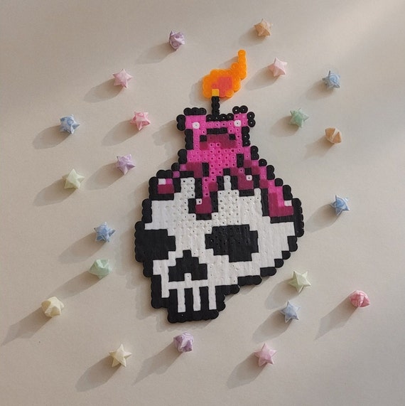Skull Candle Hama Bead Candle Head Perler Bead Coaster Pastel