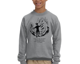 Narnia Illustration Kids Sweater , Kids Narnia Shirt , CS Lewis quote Crewneck Sweater