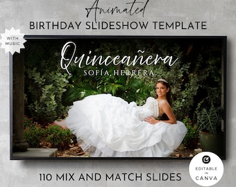 Quinceanera Birthday Slideshow Templates for Canva, Custom Animated Video, Editable Photo Presentation, Digital Collage