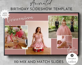 Quinceanera Birthday Slideshow Template: Animated Photo Collage (Digital Download)