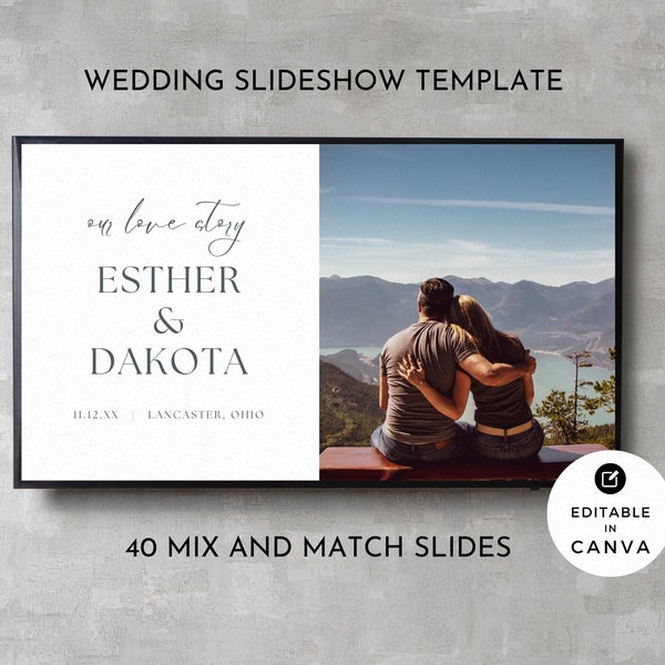 Wedding Slideshow Template Canva, Minimal Photo Slide Show, Simple & Clean Animated Template, Party Presentation, Create Your Own Slideshow