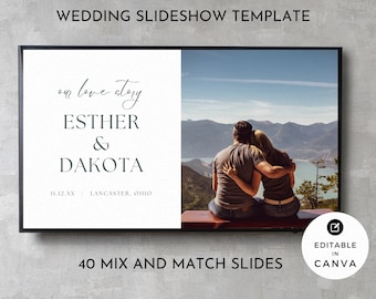 Wedding Slideshow Template Canva, Minimal Photo Slide Show, Simple & Clean Animated Template, Party Presentation, Create Your Own Slideshow