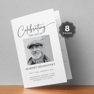 Pode incluir: Fotografia a preto e branco de um homem com chapéu e cachecol. O texto diz "Celebrating the Life of Robert Shamansky May 3, 1926 - January 1, 2023 Wednesday January 4, 2023 Fairfield Christian Church 123 Street, City, State"