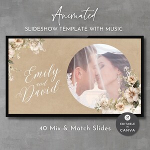 Floral Wedding Slideshow Template Canva: Neutral Lace Design (Digital Download)