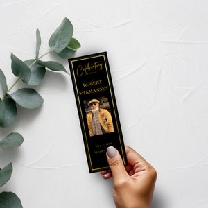 Printable Funeral Bookmark, Memorial Bookmark For Funeral, Obituary Bookmark, Celebration Of Life, Funeral Gift, Canva Template -F03