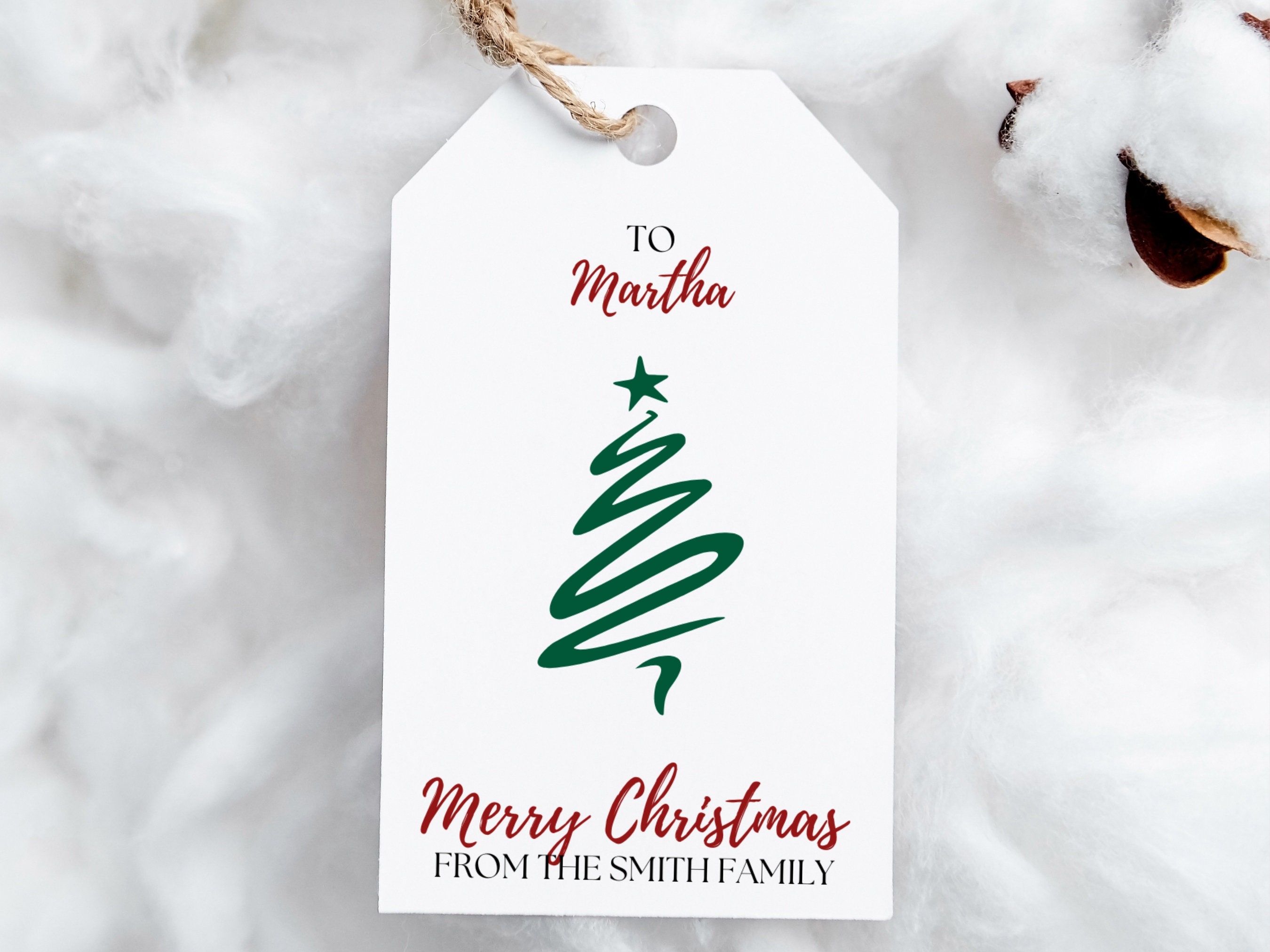 Canva Template Christmas Gift Tag, Simple Printable & Editable Clean ...