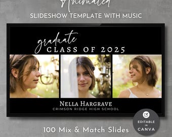Graduation Slideshow Canva Template: Editable Video Presentation (Digital Download)
