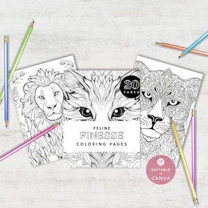 Instant Download | Printable Pdf | Adult Coloring Book | For Kids | Grayscale Coloring | Ai Generated | Cat Coloring Pages
