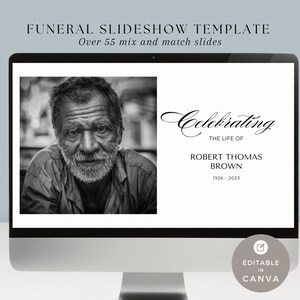 Funeral Slideshow Canva, Minimal Celebration of Life Photo Slideshow Template, Create Your Own Clean Presentation, Simple Memorial Video-F12