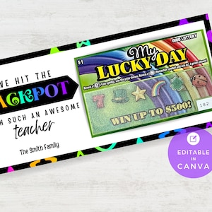 Modèle modifiable DIY | Personnalisez avec Canvas | Loto imprimable de la Saint-Patrick | Porte-billets de loterie pour la reconnaissance des enseignants