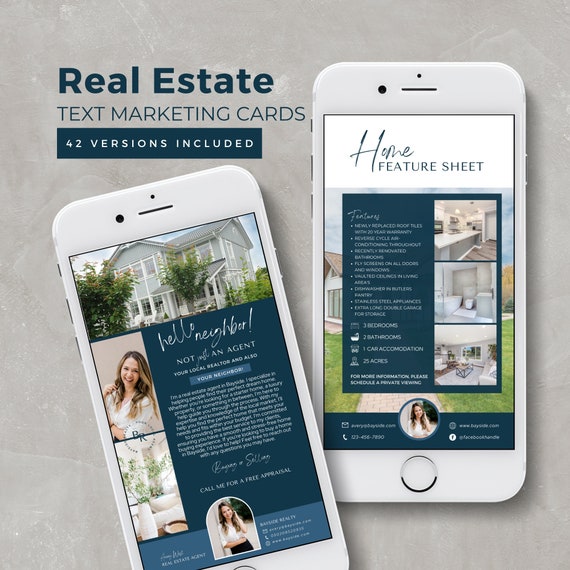 Real Estate Text Marketing Cards: Realtor Templates (Canva Template)
