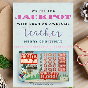 Modello Canva portacarte della lotteria di Natale stampabile, regalo modificabile del lotto di apprezzamento per l'insegnante, portacarte gratta e vinci vicino di casa