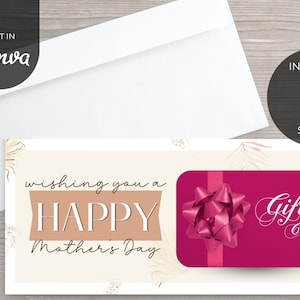 Afdrukbare Moederdag Cadeaukaarthouder | Direct downloaden | Bewerkbare Boho schoonmoeder cadeau | Lastminutecadeaus voor mama | Canva-sjabloon