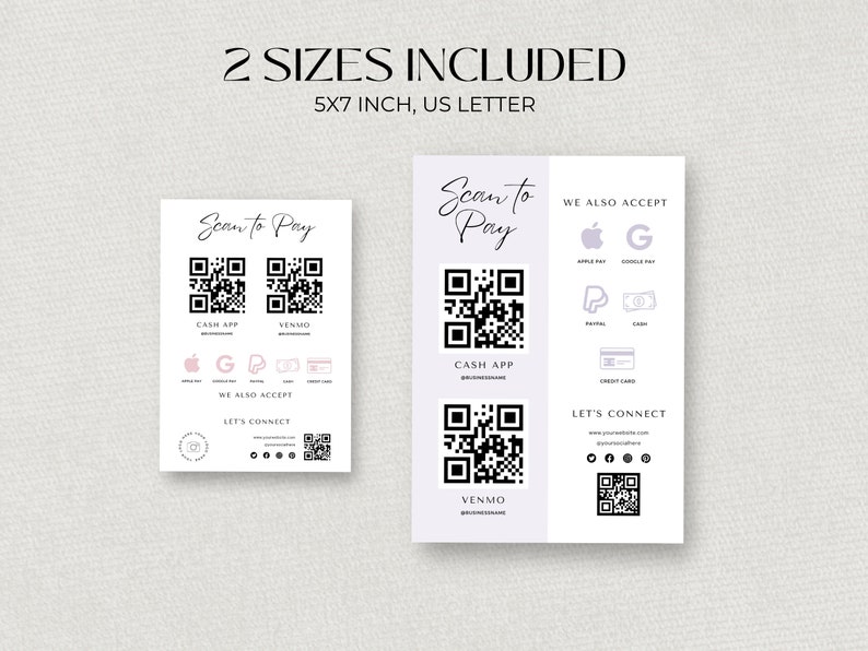 Scan Card Format Scan to Pay QR Code Sign: Small Business Payment Template (canva) - Etsy